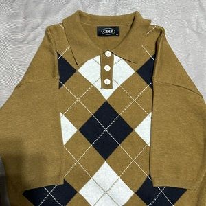 A Fall Sweater - Academia Brown Print - Argyle style XL
